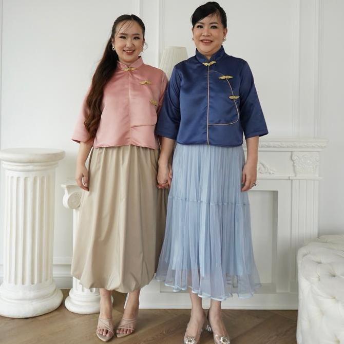(Victoria Wear House) Kayla Qibao Top Baju Atasan Kerah Cheongsam Qibao Bahan Satin Pakaian Wanita