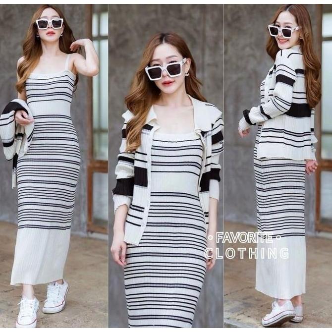 Xyxy- Hcll Dress Jemia + Cardi - Casual Dress - Dress Rajut Wanit Terbaru