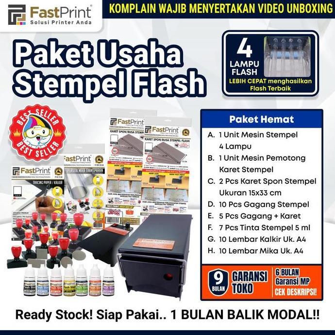 Paket Hemat Mesin Stempel Flash 4 Lampu Import Lengkap GAN