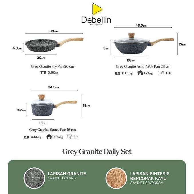 Cookwe- Debellin Premium Cookware Set - Daily Cookware Granite Package
