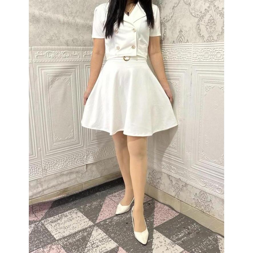 Sendtoday- One Set Odelia 6868 Blazer Wanita Hitam Putih Maroon Hijau Botol Kancing Aktif Karet Ping