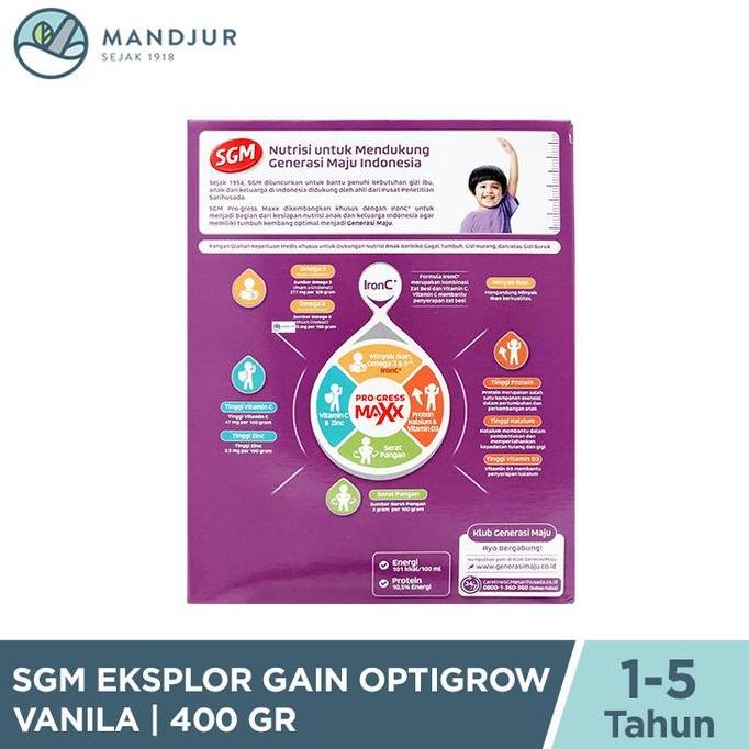 Cod,Bisa- Sgm Eksplor Gain Optigrow 1 Plus Vanilla 400 Gram