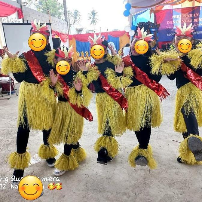 Terpopuler- Rok Tali Rapia Rumbai Warna Kuning,Merah,Biru,Hijau,Merah Putih