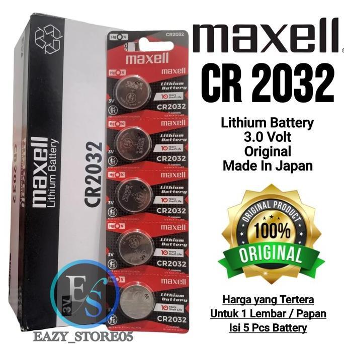 Homemart- Baterai Maxell Cr2032 3V Original Made In Japan Lithium Battery Batre Cmos Cr 2032 H