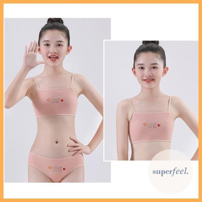 Duniaank- Sfl 1 Set Dalaman Anak Perempuan Cd Miniset Celana Dalam Bh Bra Cw 841