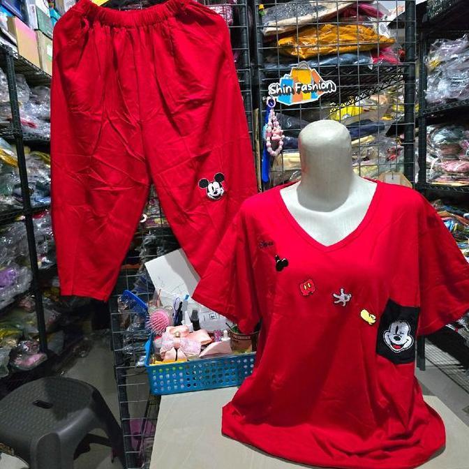 Sendtoday- Setelan Wanita Celana 7Per8 Super Jumbo Cotton Combed 30S Katun