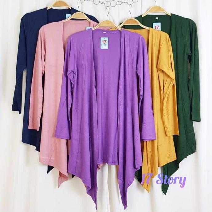 NEW Kardigan Wanita Polos Bahan Kaos Rayon Adem Dan Strech Lengan Panjang/Outer Wanita Cardigan Prem