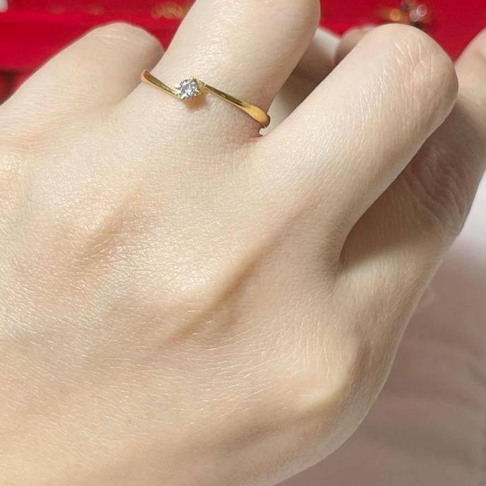 Yxcx- Cincin Wanita Mata Satu + Cincin Slavina Setengah Gram
