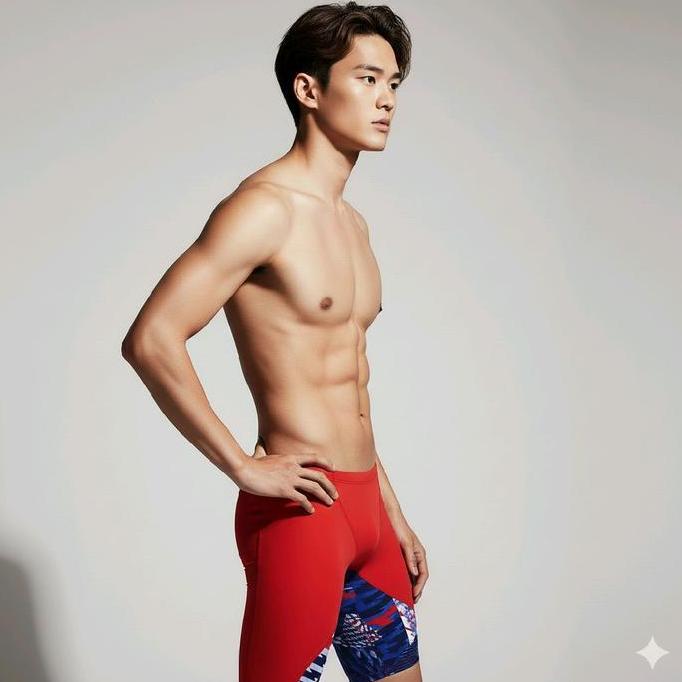 Speedo Celana Renang Pria Fastskin LZR Ignite Jammer Flame Red Motif Kotak-Kotak Nyaman & Tahan Lama