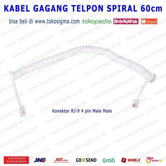 Callbe- Kabel Gagang Telp Spiral Rj-9 4P4C Telephone Cable Telepon Rj9 60Cm