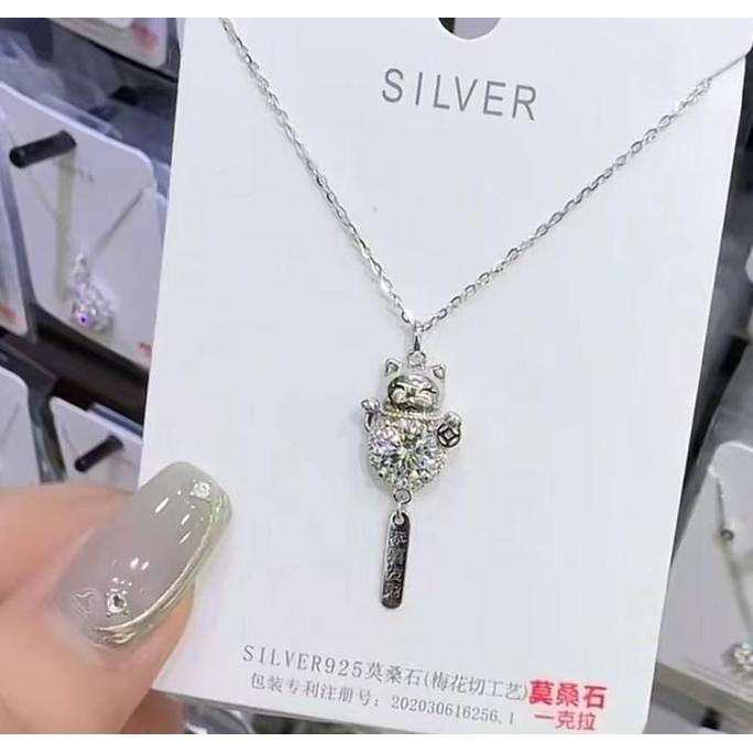 Yxcx- Liontin Perak 925 Transparan, Kalung Kail Ikan Wanita, Rantai Klavikula Perak Sterling