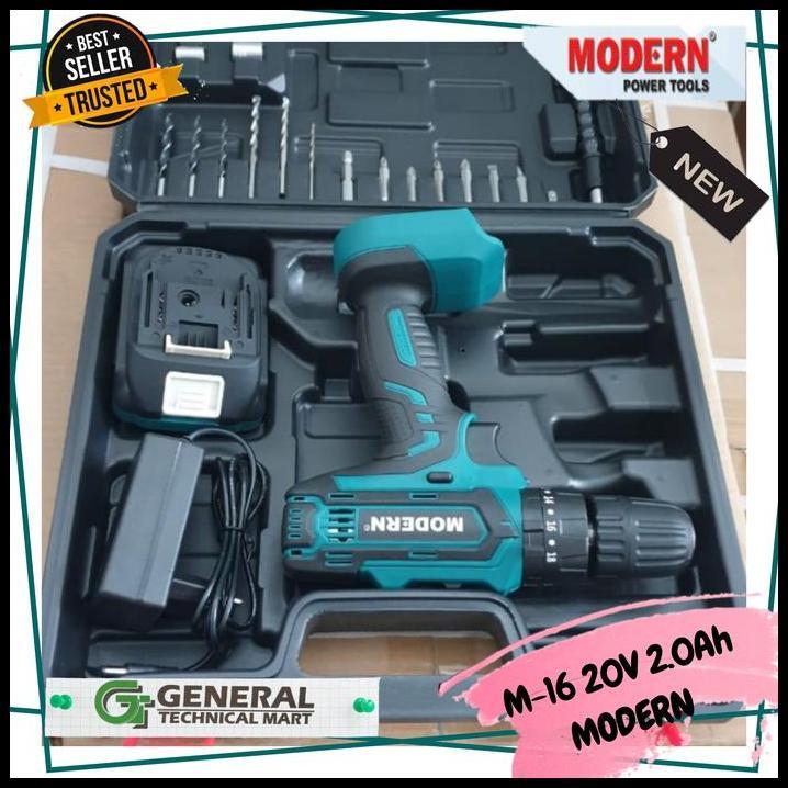 BEST DEAL MESIN BOR BATERAI TEMBOK CORDLESS DRILL M-16 20V 2.0AH MODERN 