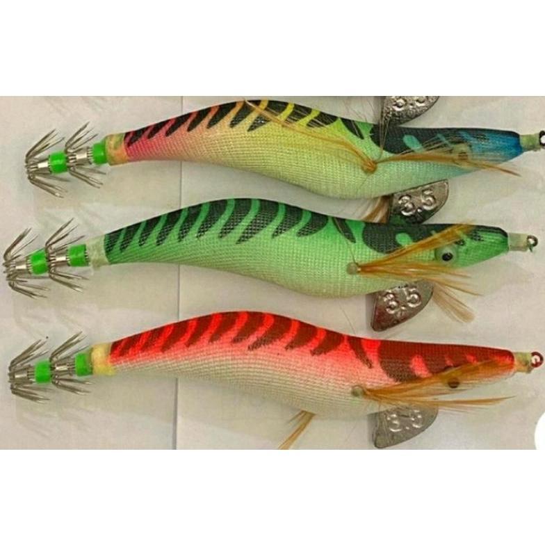 Bestone- umpan pancing cumi Squid Jig 3.0,3.5&4.0-glow in the dark