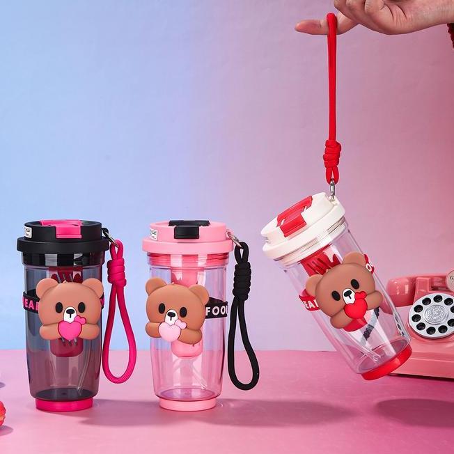 Za3766 Botol Minum 3D Beruang Teddy Bear Botol Air Minum Anak Lucu 2 Cara Minum