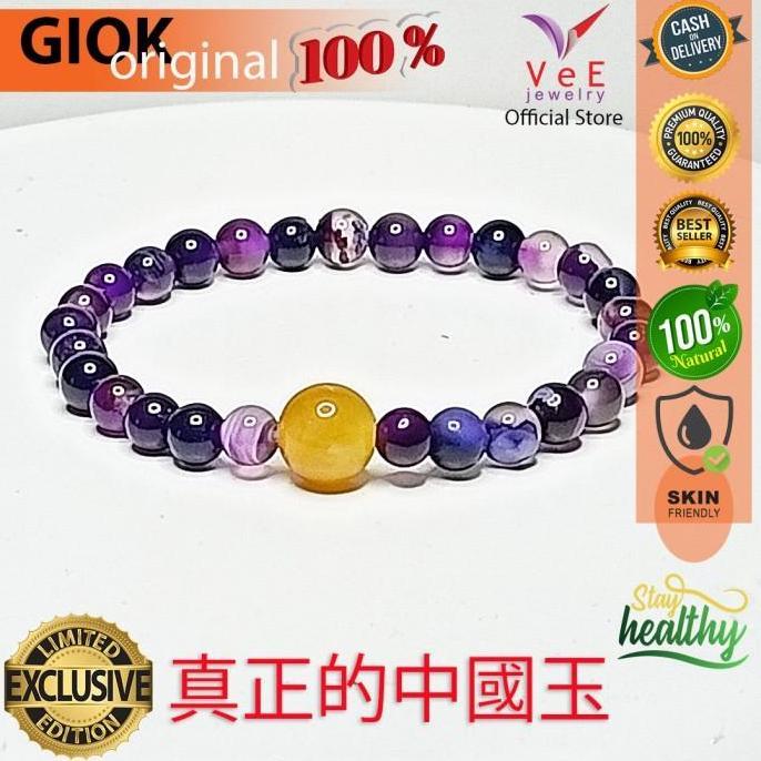 Gelang Tasbih 33 Butir Batu Giok Kecubung Ungu Amethyst 6mm Cina Asli (TERBAIK) (TERBARU) (TERMURAH)
