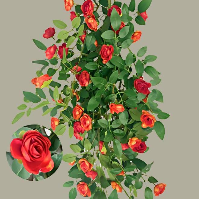 Bunga Mawar Rambat Plastik Juntai Gantung Hias Ornamen Pajangan Dekorasi Rumah Dinding Dan Taman Cz1