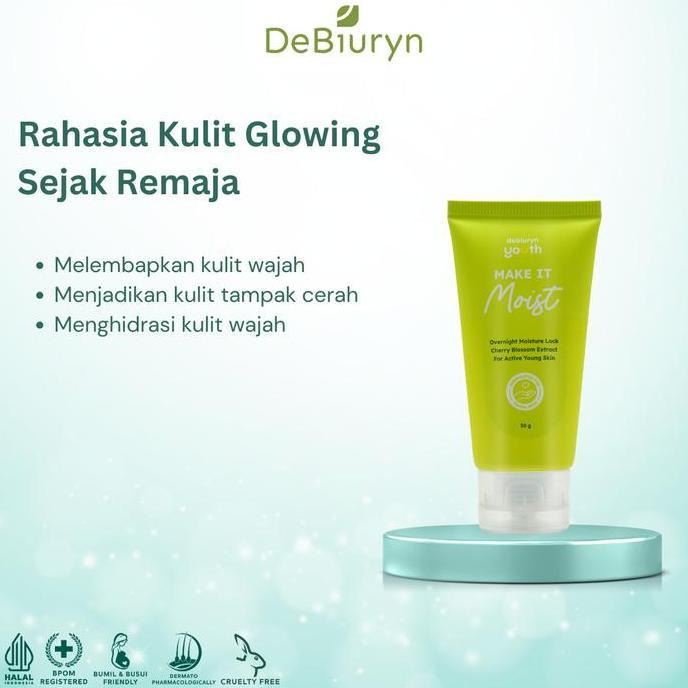DeBiuryn Youth Make It Moist 30gr - Young Skin - Night Cream - Niacinamide Hyaluronic (TERBAIK) (TER