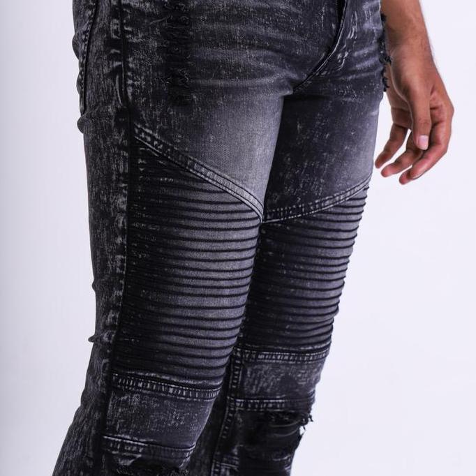 WeirdJeans - Biker Black Ashkelon - Celana Biker Jeans Pria Skinny Fit murah