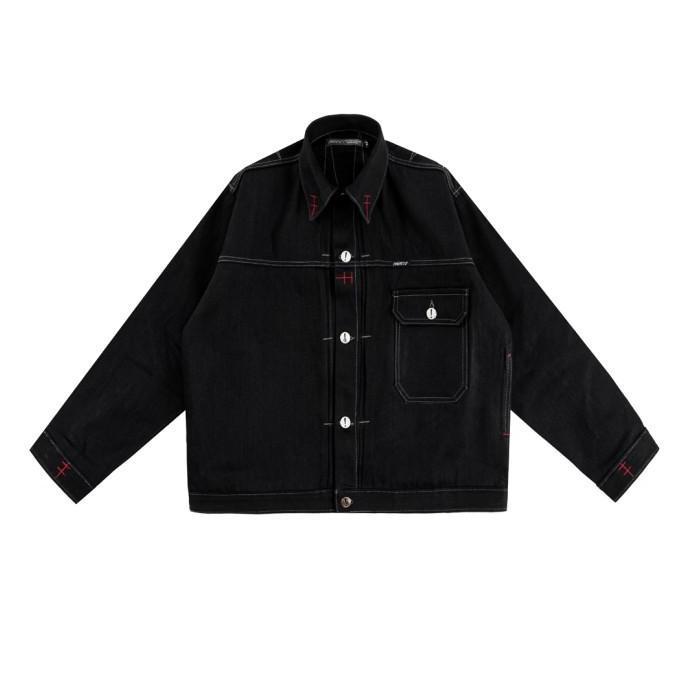H1 Jacket Denimitup x Bhisma - Black selvedge raw - Jacket Pria murah