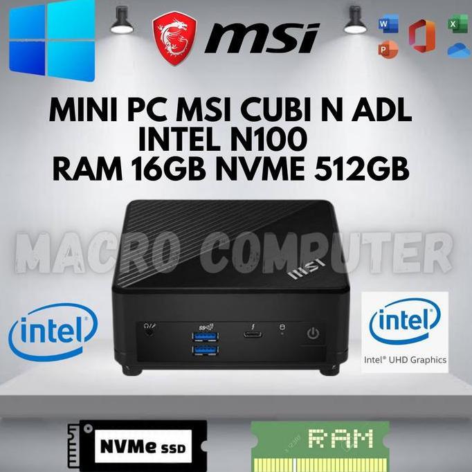Mini PC MSI Cubi N ADL FULLSET +WIN 11 +RAM +SSD  - Intel N100