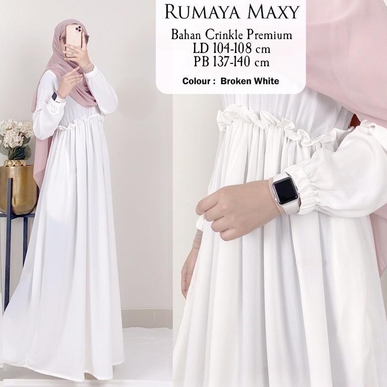 RUMAYA MAXY DRESS Baju Gamis wanita model 2025 dress putih karet pinggang simple elegan Terbatas