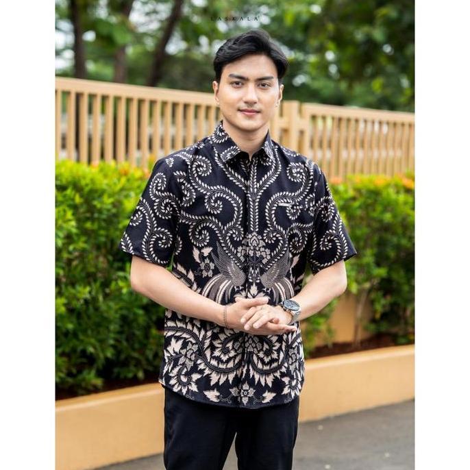 Sale Laskala Batik Premium Hengkara Kemeja Batik Pria Slimfit Lengan Pendek