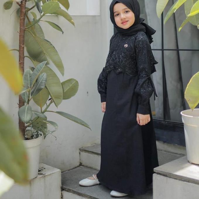 Promo Syanas Dress Premium - Pakaian Muslim Anak Perempuan Casual Nyaman Tile Pashmina Gamis Baju Wa
