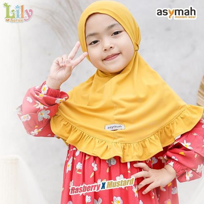 Grosir Asymah - Gamis Anak Bunga Bahan Rayon Valencia Set Jilbab Lily Series