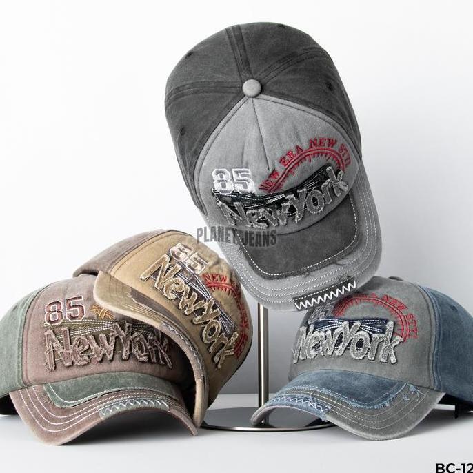 Topi baseball pria wanita aksen robek ripped original - planet jeans BC12