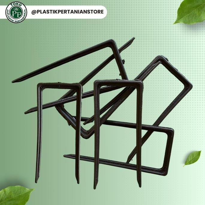 Tusuk Mulsa / Pasak Mulsa / Penjepit Plastik Hitam Perak Mulsa Pertanian Model U 1 kg (TERBAIK) (TER
