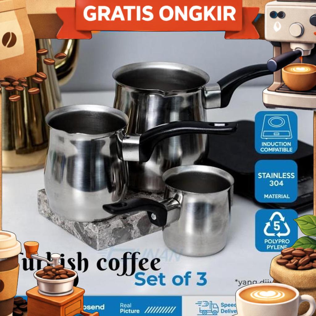 Coffee Maker - Turkish Coffee Maker Pot Panci Kopi Turki Set 3