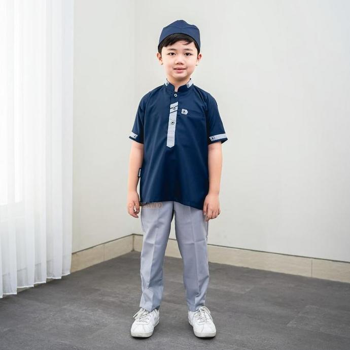 (BEST SELLER) ORIZANO Baju Koko Anak Laki Laki Raffi Kids - Setelan Koko Anak Laki-Laki Toyobo Fodu 