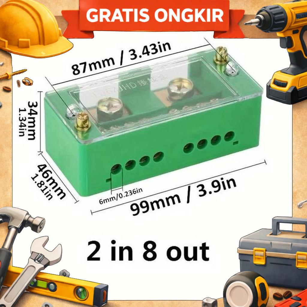 (Original)Box Terminal Panel Listrik/Terminal Box Kotak Terminal Kabel 2 In 8/12 Out Box Terminal Ka
