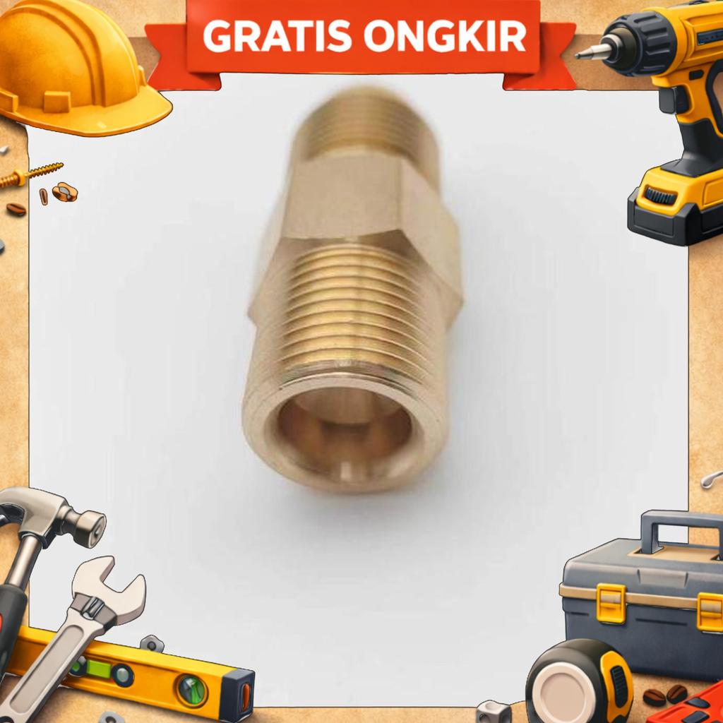 Adaptor Double Nepel Kuningan G5/8 Konektor Oksigen Ke Co2