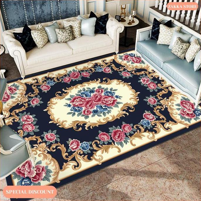 Promo Zakka Store Cod Karpet Ruang Tamu Polyester Halus / Karpet Dekorasi Rumah Ukuran 1.5 Meter / 1