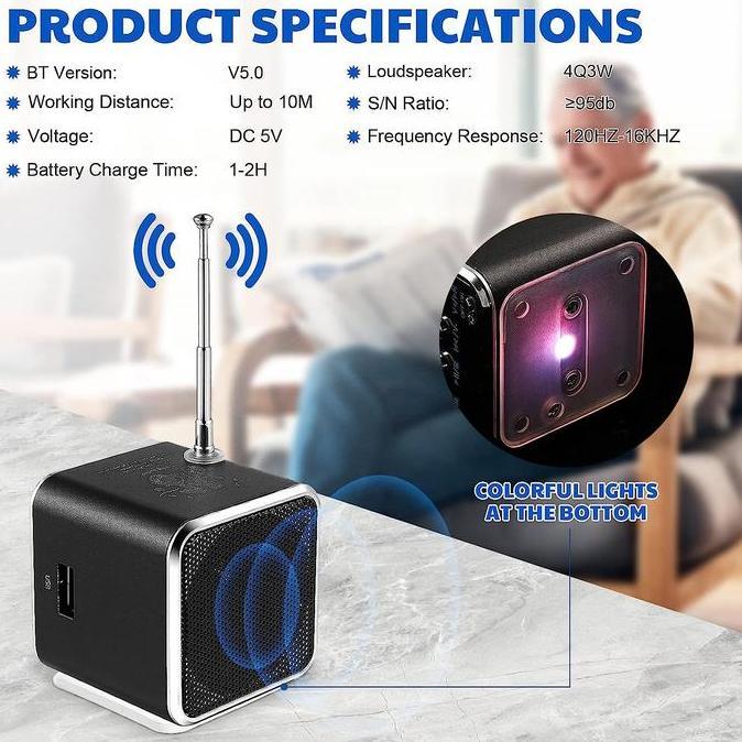 Grosir Speaker Portable Mini Fm Radio Bluetooth Tf Card Led Display