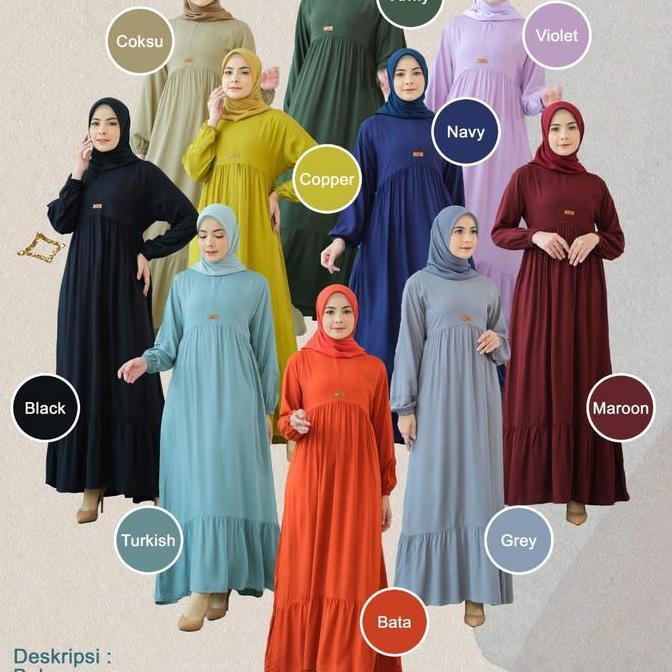 GAMIS KATUN RAYON POLOS JUMBO LD 120CM/BUSUI WUDHU FRIENDLY/ADEM SYARI