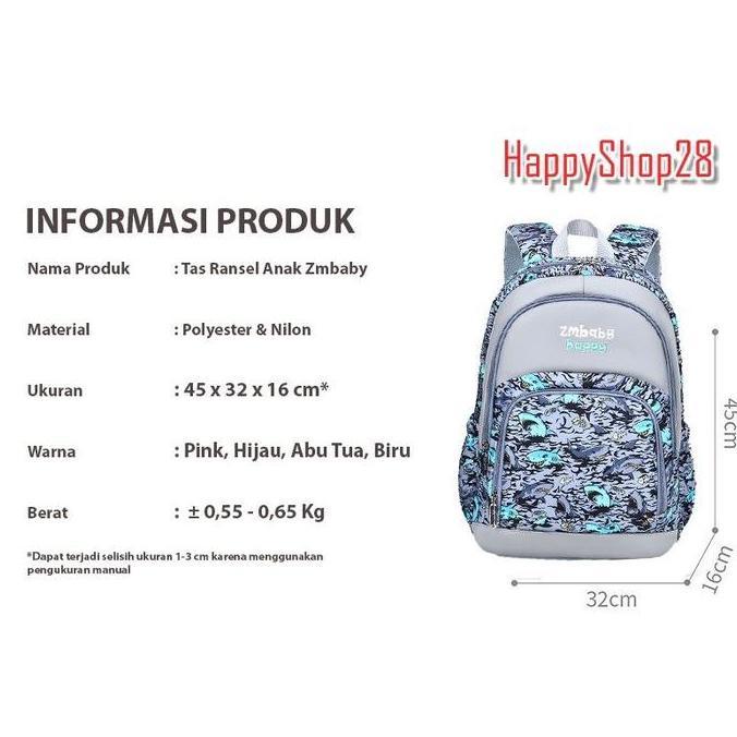 TERBARU Tas Ransel Anak Sekolah Motif ZMBABY HAPPY