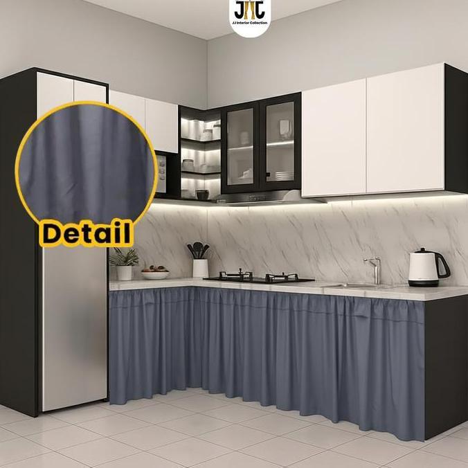 Grandfather- Hordeng Kolong Dapur Minimalis Polos Tirai Bawah Kompor