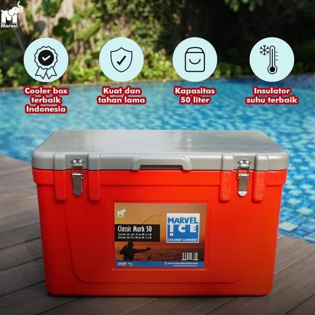 Cooler Box 50 L Marvel Cool Es Batu Kristal Mancing Marina Coolbox