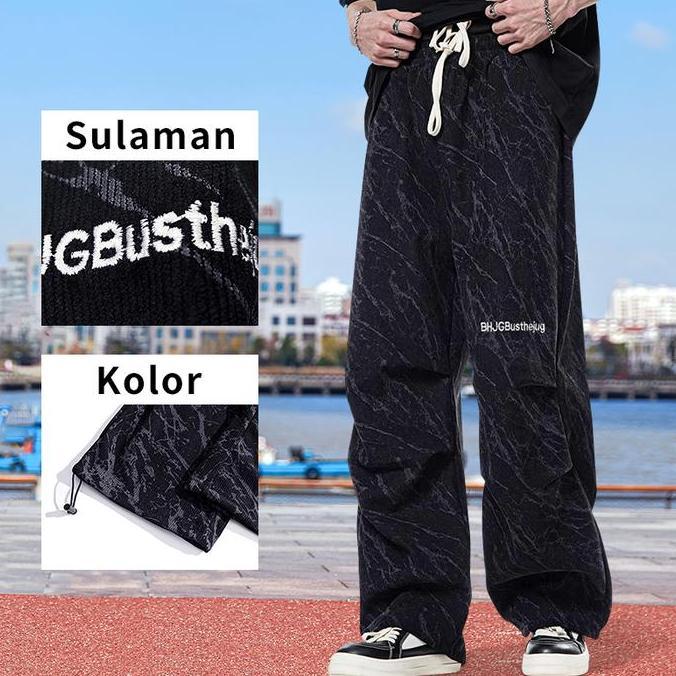 Boyinboy- Celana Panjang Cargo Pria Dewasa Premium Corduroy Y2K Celana Panjang Loose Pants Pria Mode