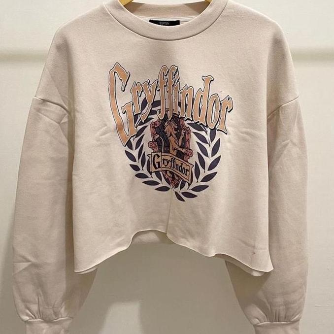Flash Sale Sweater Wanita Gryffindor Crop Fleece Fit Oversize Atasan Sweatshirt Casual Tebal Basic