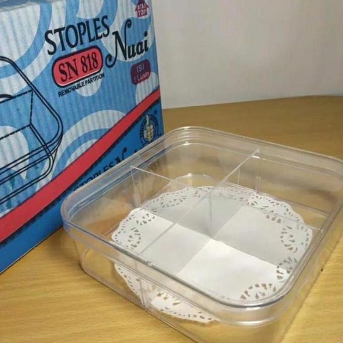Toples Kue Kering Sekat 4 Nuai Sn 818 Keler Segi Stoples Mika Plastik