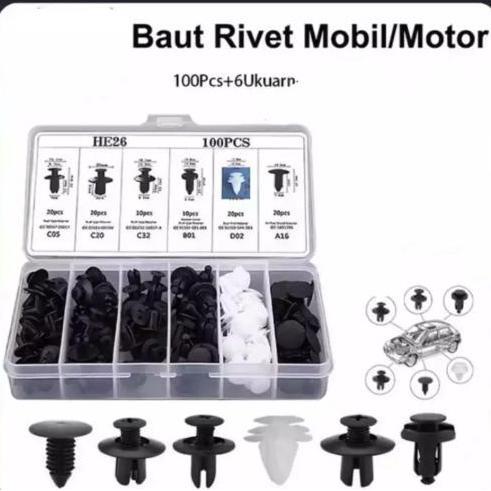 Dnabig- [100Pcs] Klip Bumper Mobil Baut Rivet Mobil Baut Rivet Baut Rivet Mobil Rivet Car