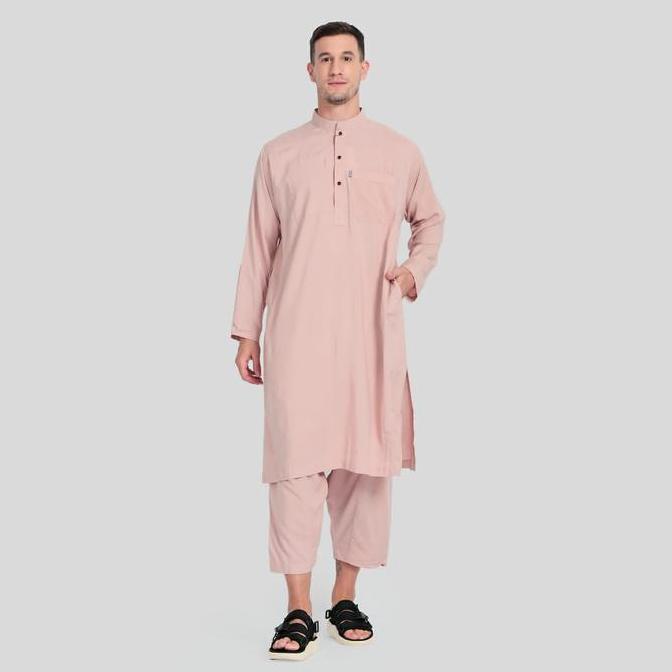 Gratong Cod Gamis Pria Kurta Pakistan Zubad Bahan Katun Rayon - 1 Set Muslim Panjang