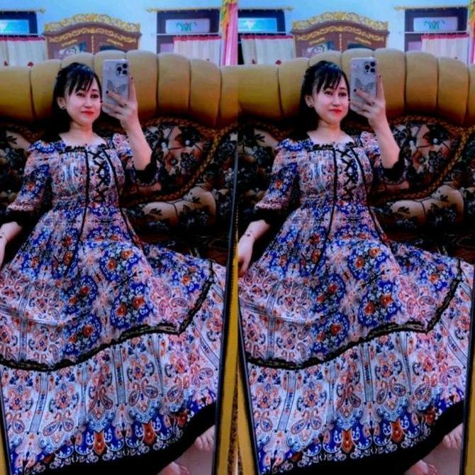 Promo Riya Dress Full Kerut Tali Dada Cantikk Baju Wanita Rayon Casual