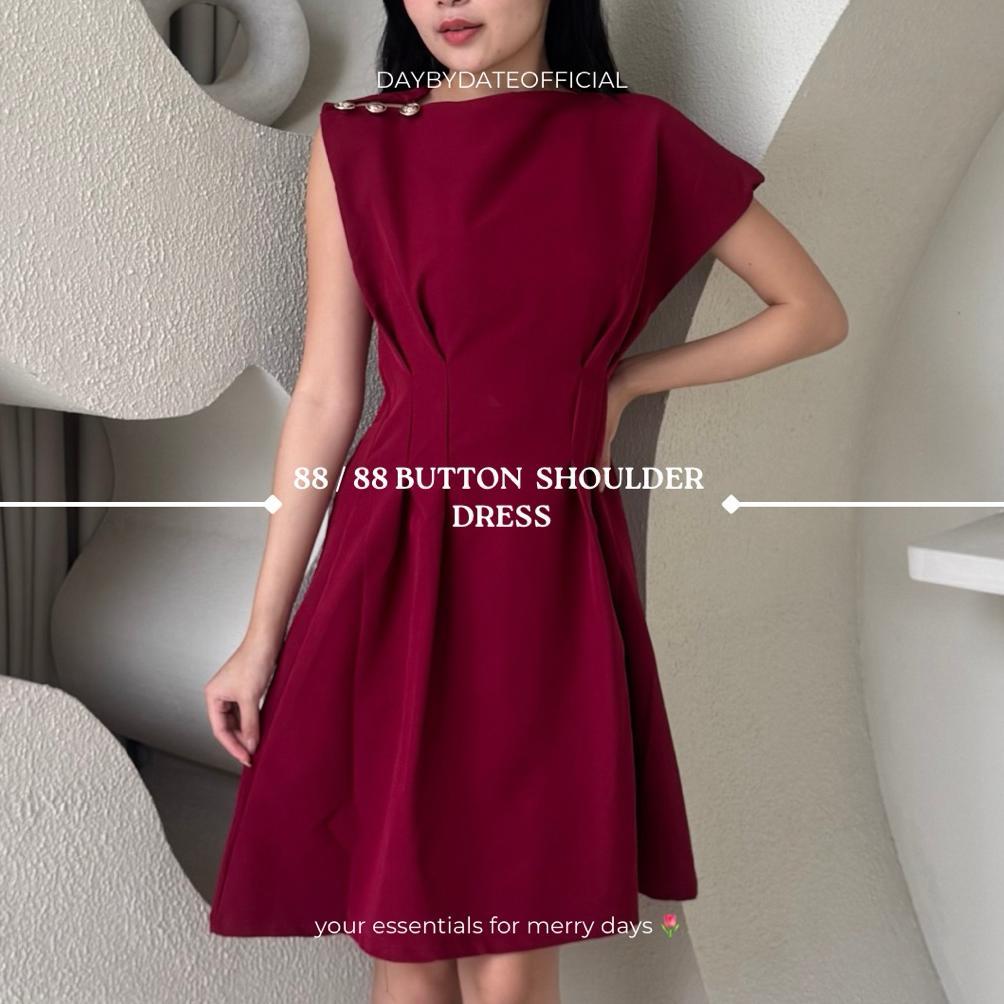 BEST DEALS 88 / 88 Button Shoulder Dress | Daybydate | Midi Dress Dress Midi Dress Midi Wanita Dress