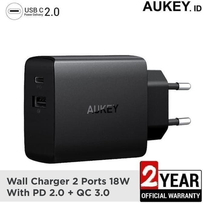 NEW Aukey Charger PA-Y17 - 500335 / Aukey Charger 2 Ports 18w Pd 20 Qc 3.0