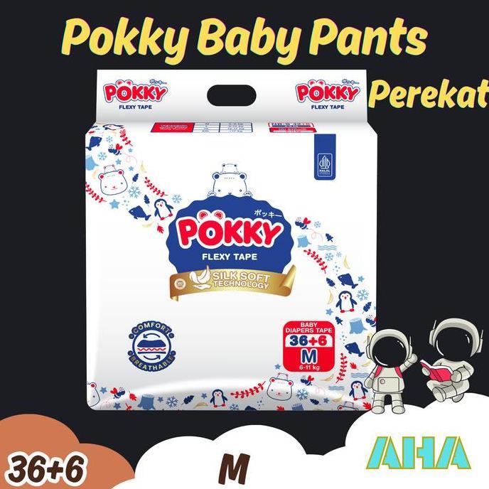 Bybd- Pokky Diapers Pants Super Jumbo Pack M44+6 / Pokky Baby Pants Popok Celana