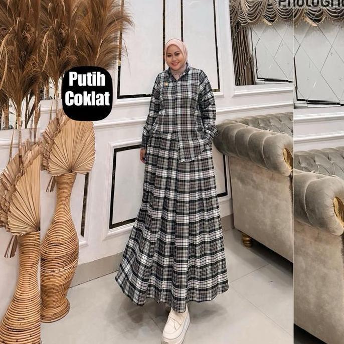 Cantek- Queenasyari - Ilona Set Rok (Tanpa Hijab) Jumbo Motif Flanel Tebal Ld 110-140 Cm Outfit Wani